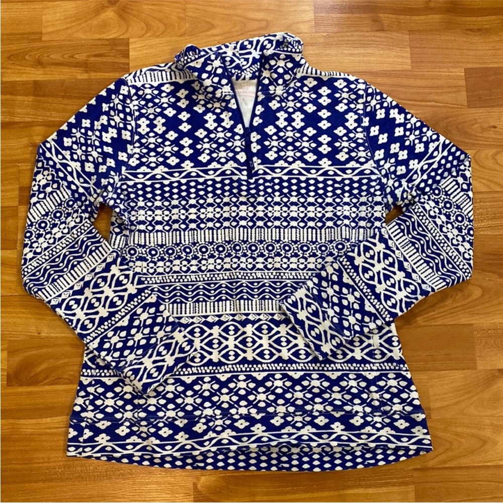 Women’s Vineyard Vines sweater zip-up blue white pattern size small